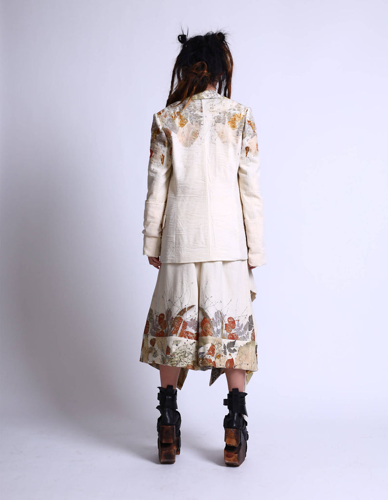 Handmade Botanical Printed Extended Sleeves Jacket