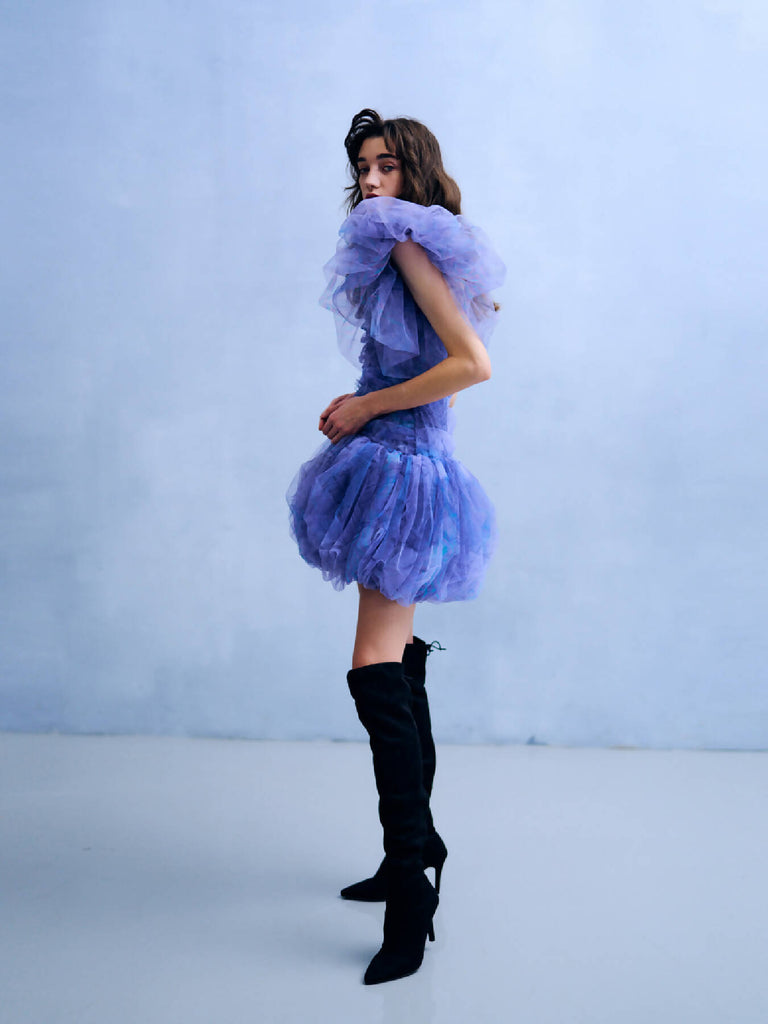 DRAPING TULLE DRESS