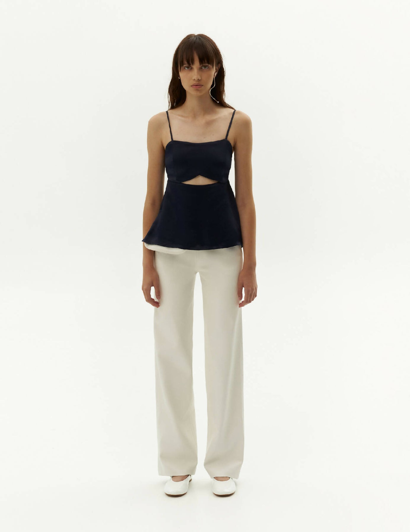 Faux Leather Pants with Patch Pocket Detail — White | NOT JUST A LABEL