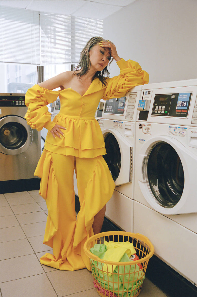 MARIGOLD YELLOW PANTS WITH RUFFLES