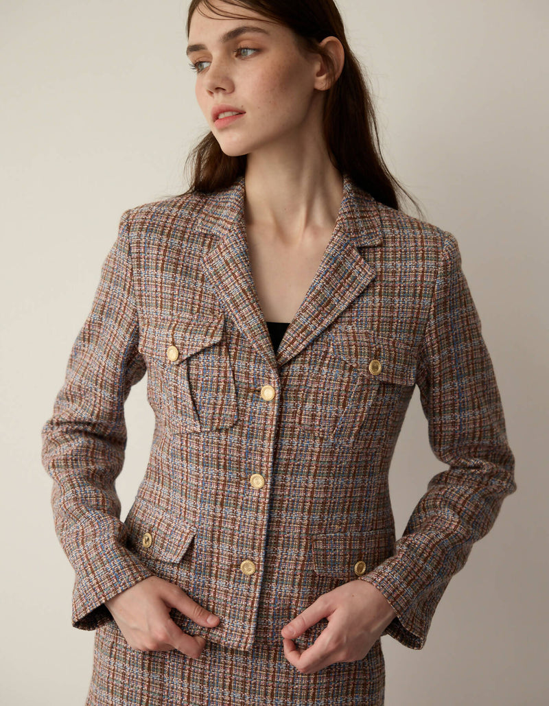 Tweed Suit Jacket & Skirt_TAKISADA NAGOYA SLAB TWEED