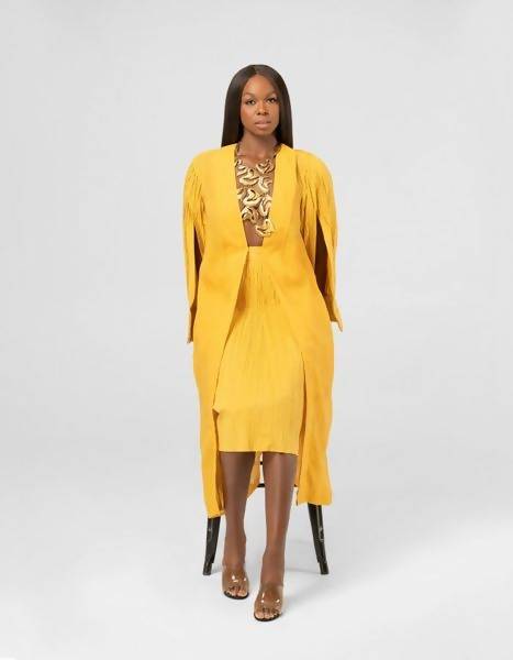 Yellow Pleated Duster