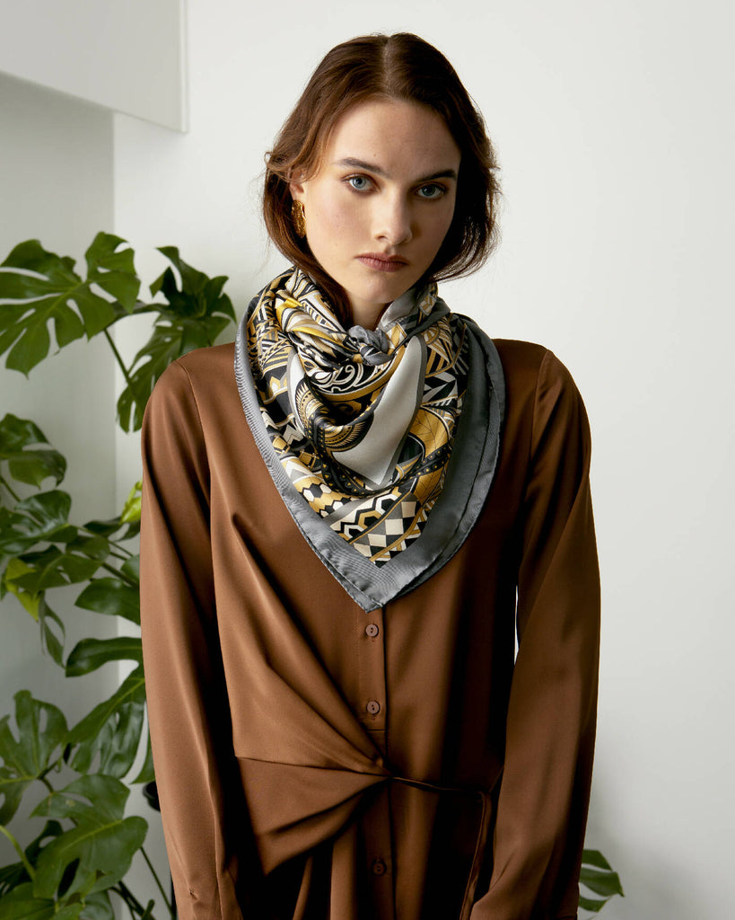 Power Of Life Silk Scarf Grey