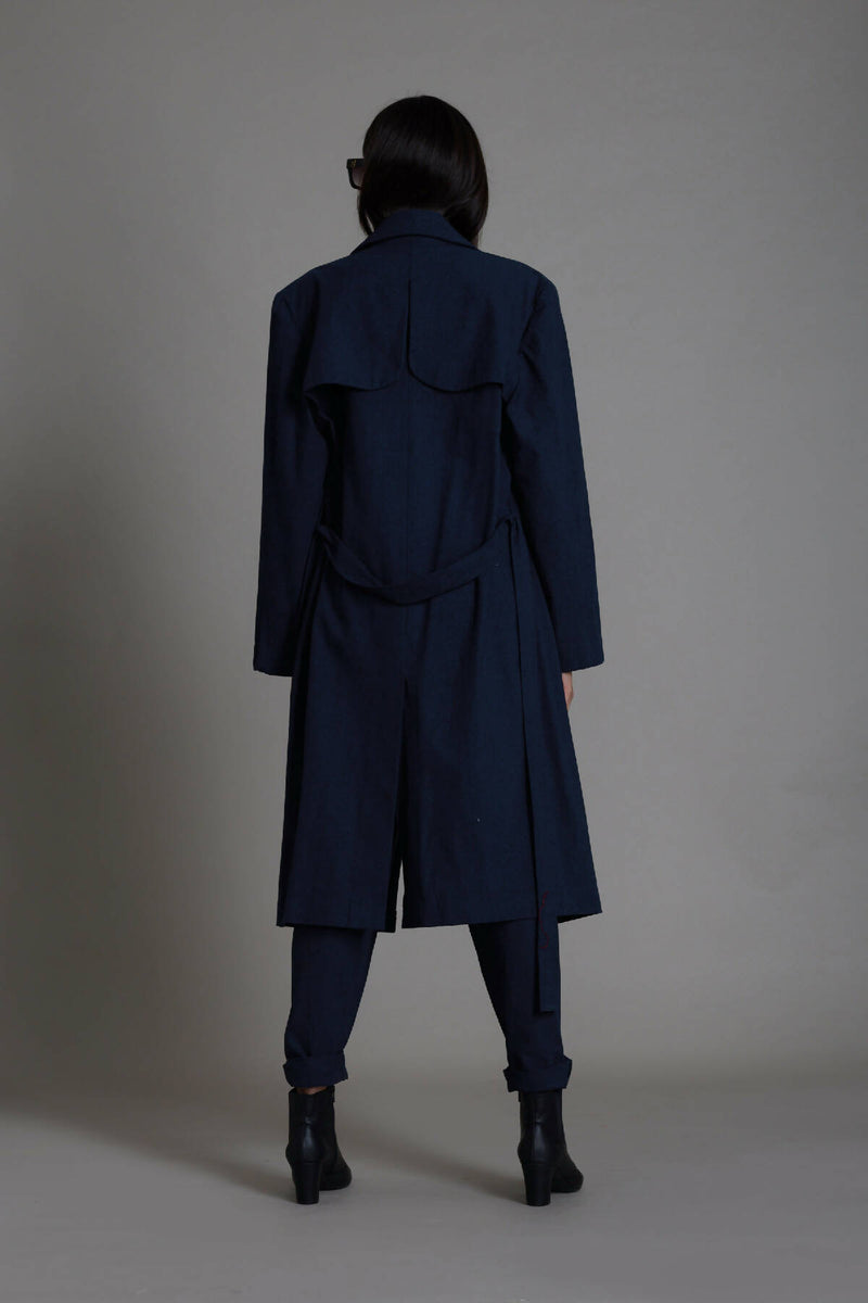 Navy Blue Milestone Trench Jacket