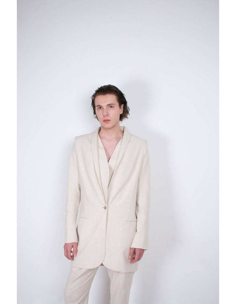 Beige Flax Tailored Jacket