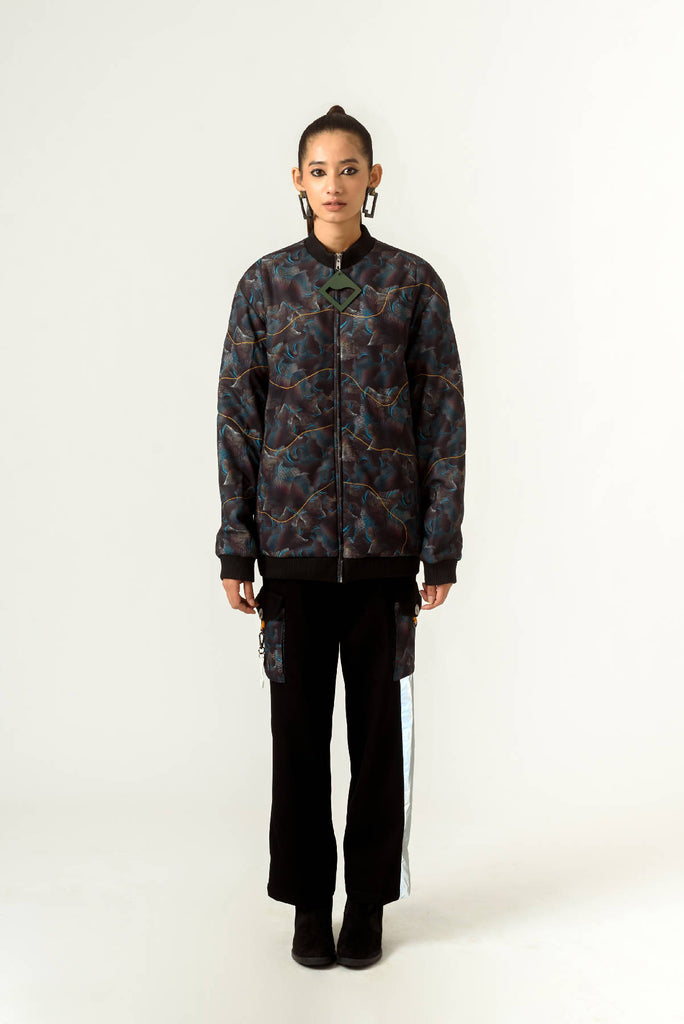 Unisex Agitation Print BomberJacket