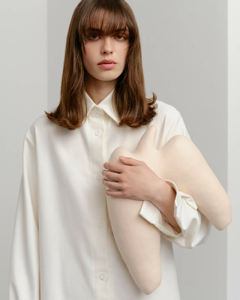 Cotton long-line shirt