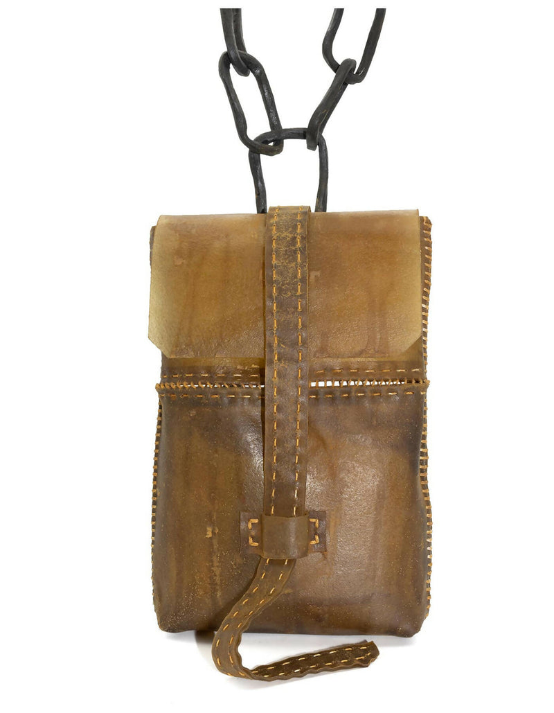 transparent horse leather open seam cross body bag