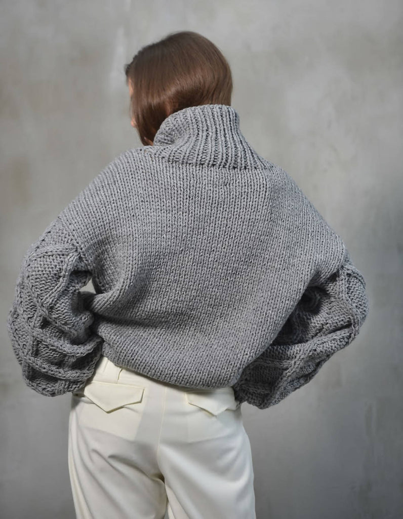 Hand-Knitted Sweater with Pinocchio Embroidery