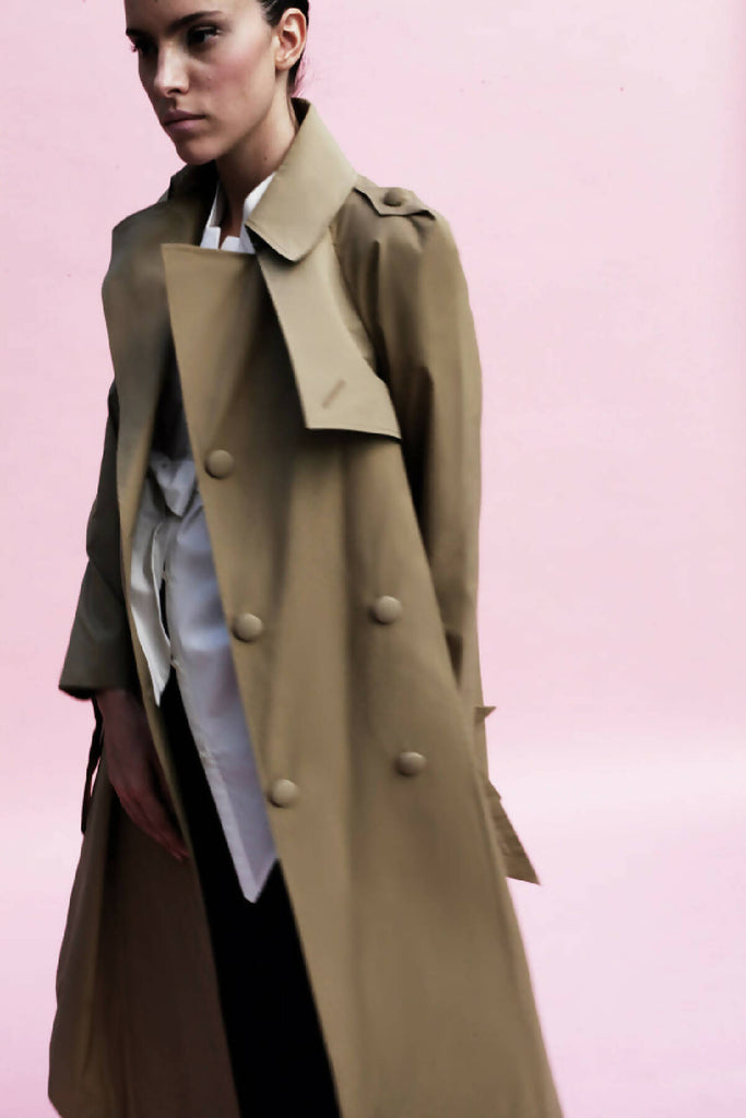 Origami Water Repellent Cotton Trench Coat / Khaki