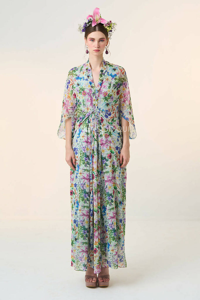 FLORAL DRAPE KAFTAN