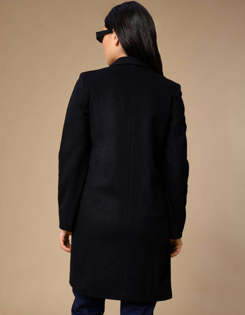 Black wool coat embroidery