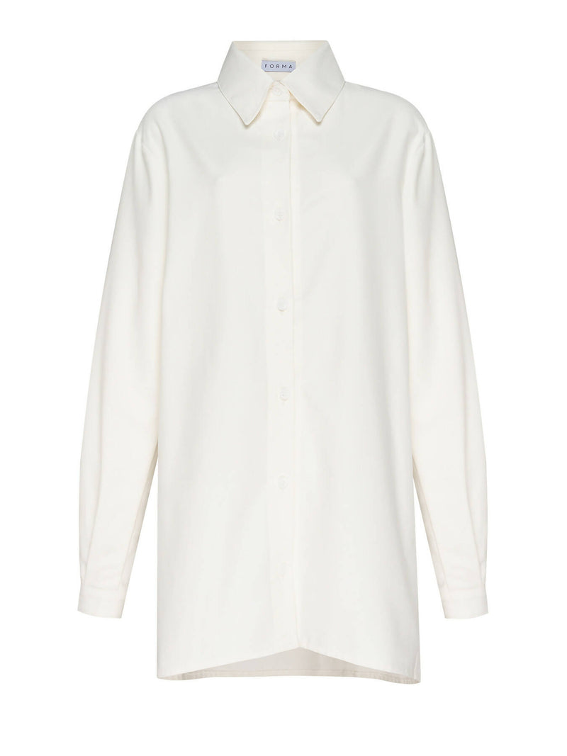 Cotton long-line shirt