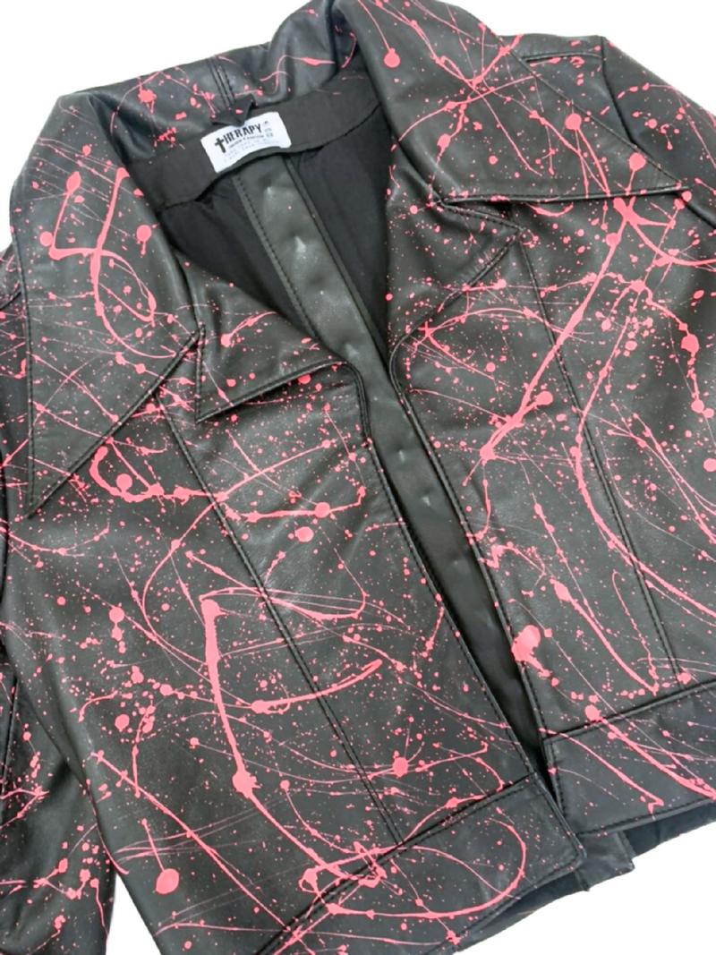 Pink Splatter Leather Jacket