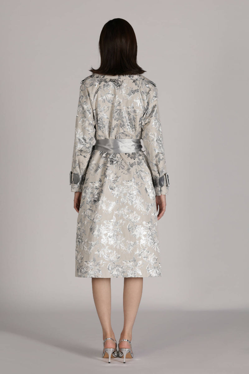 Silver Flora trench coat