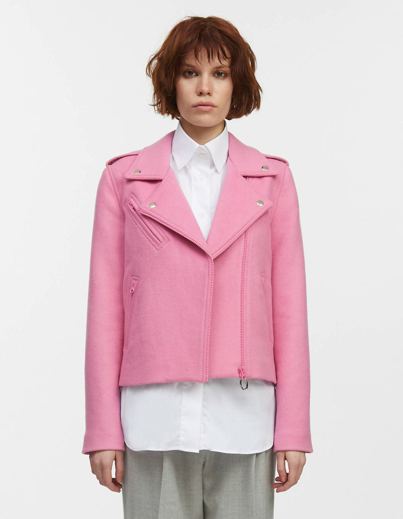 Pink wool biker jacket