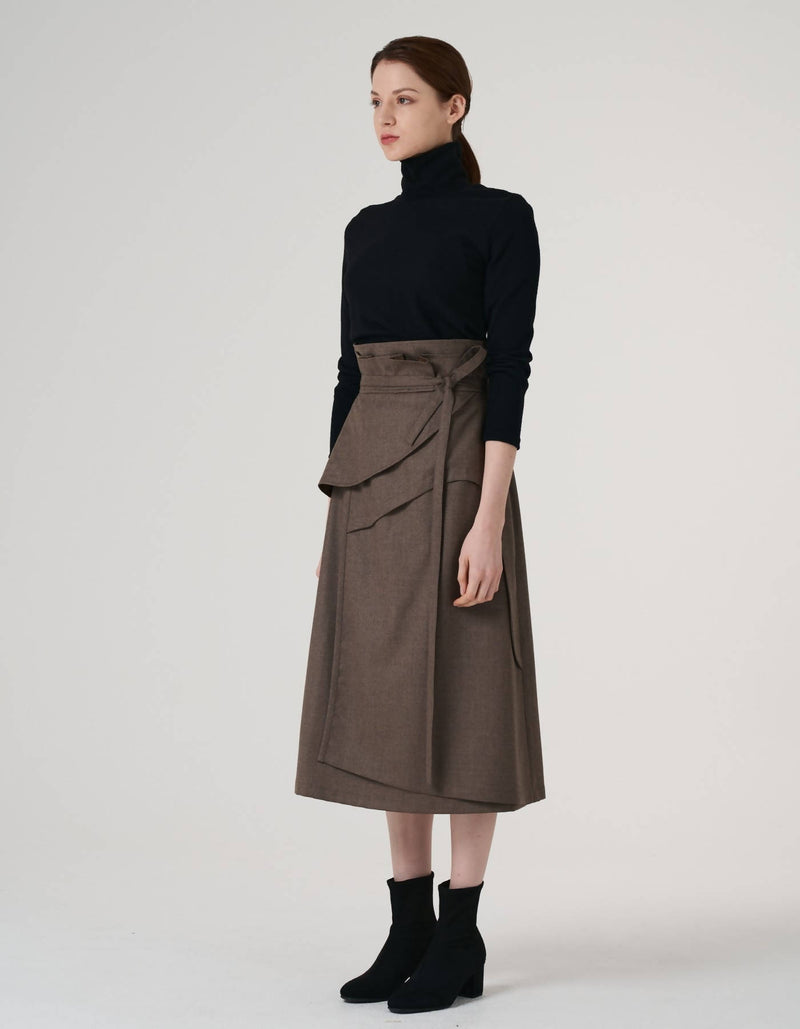 Wool 100% High Waist Cutting Edge Skirt