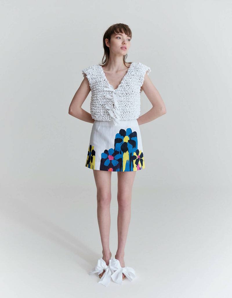 Flower Mini Skirt - Hand Print