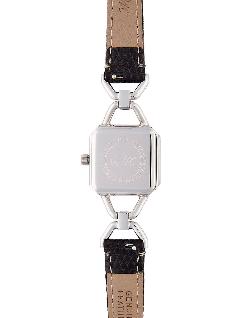 Vintage Design Silver-Tone Watch With Black Leather Strap