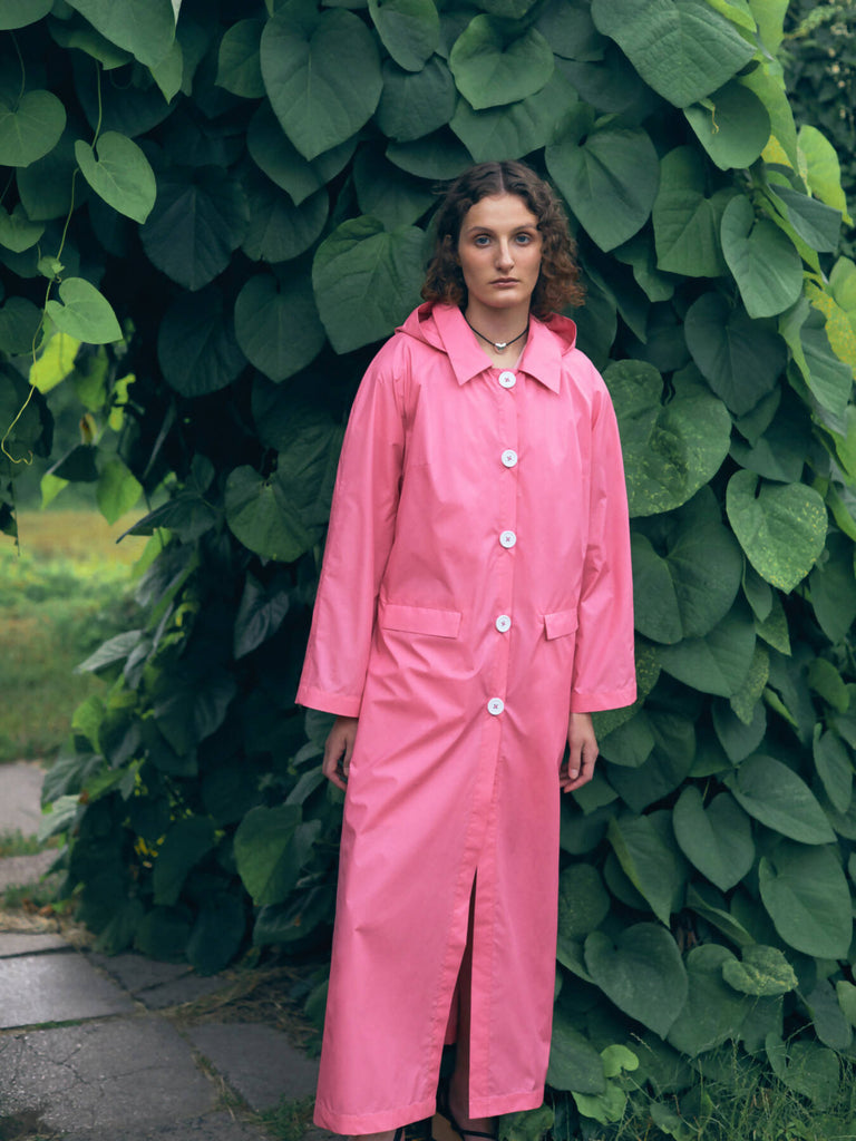 Waterproof Long Raincoat - Pink