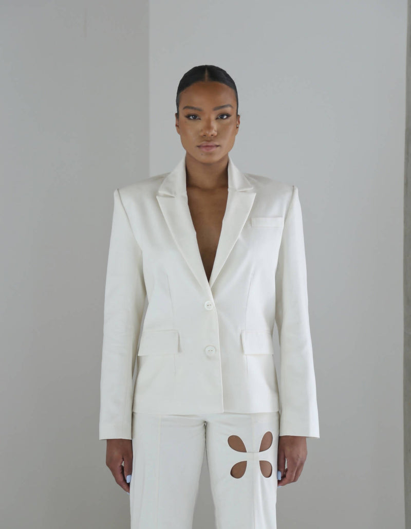 Terfil White Linen Pantsuit