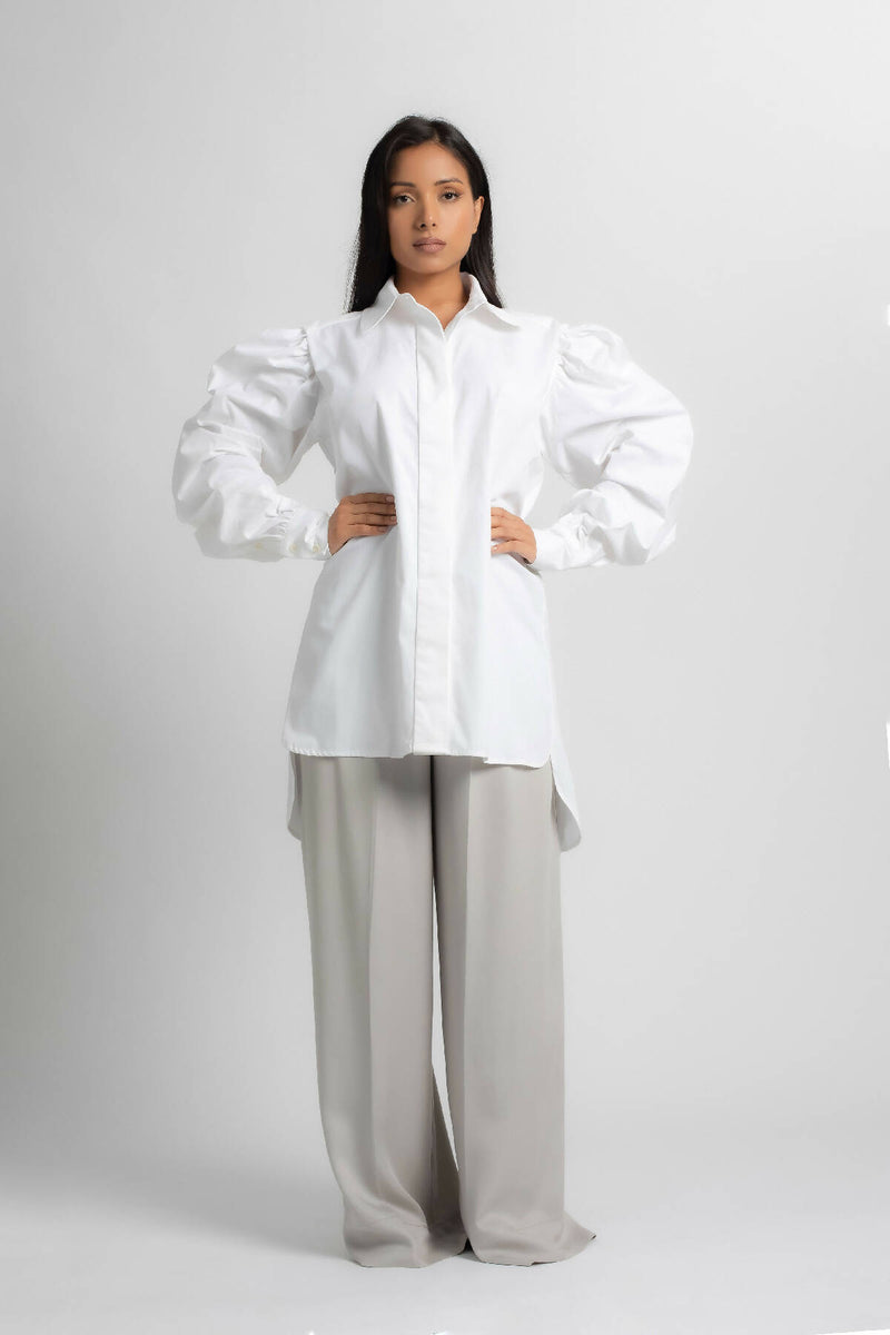 OVERSIZED SHIRT WITH PUFFED SLEEVES