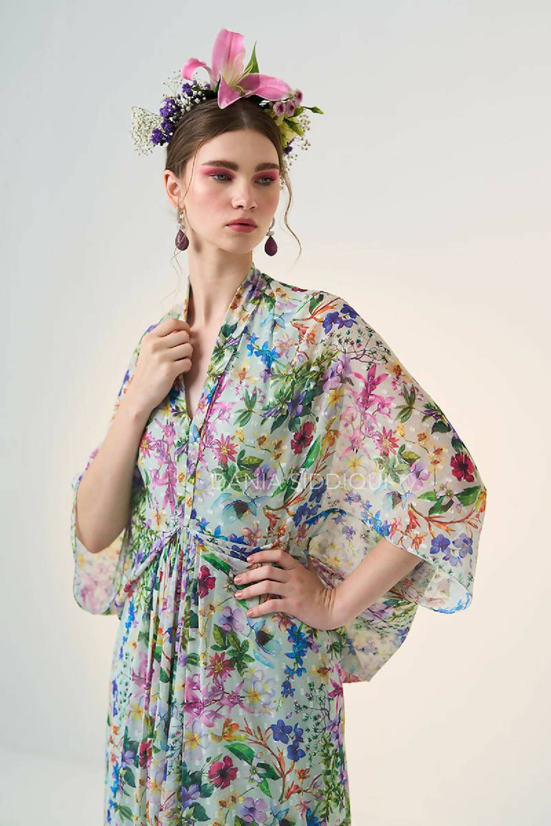 FLORAL DRAPE KAFTAN