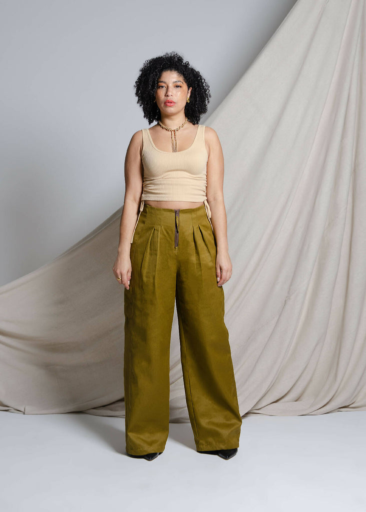 Josie High Waist Pants (Khaki)