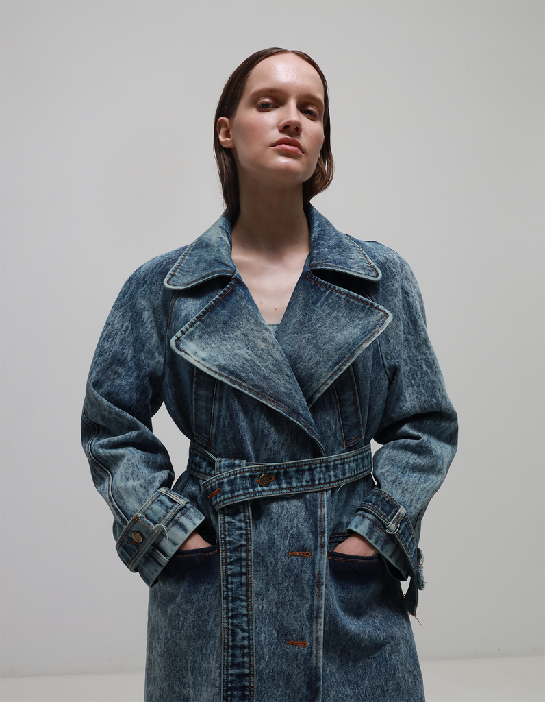 Denim trench