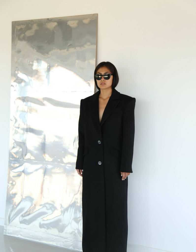 Genesis Long Black Cashmere Coat