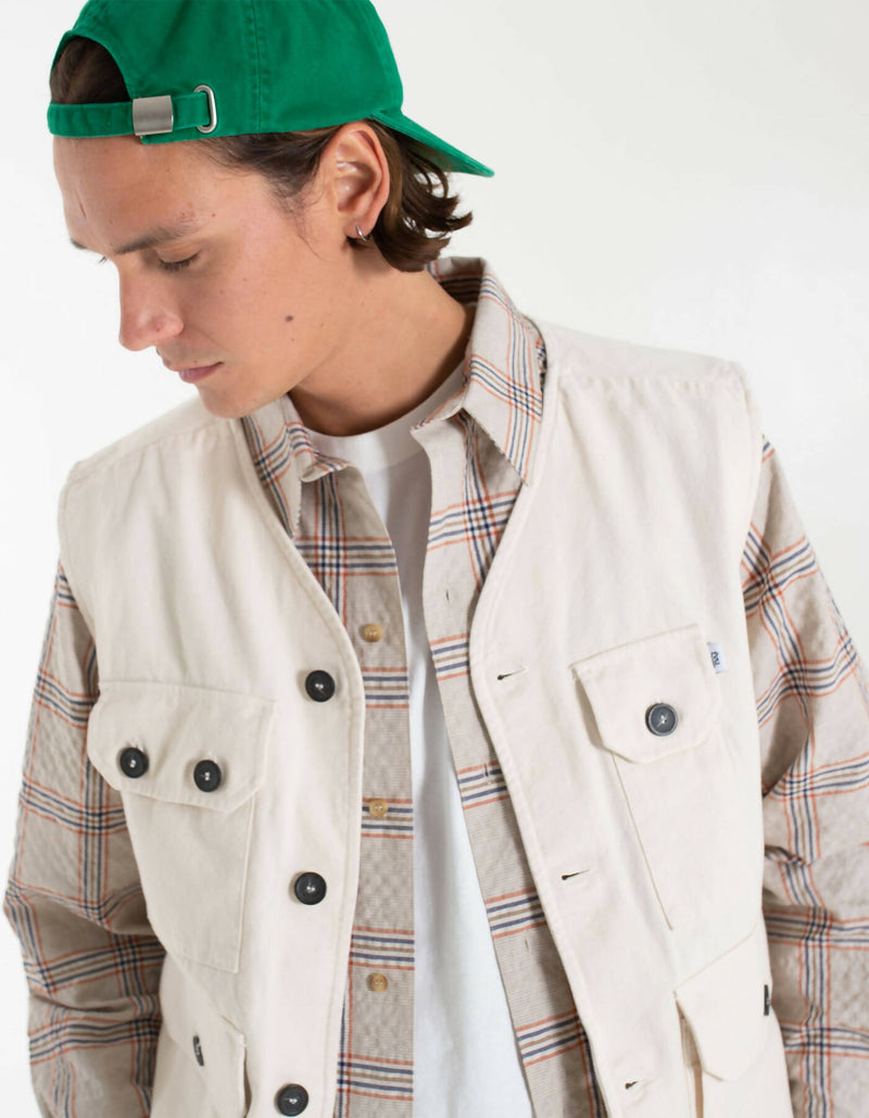 Otis Denim Utility Vest Cream