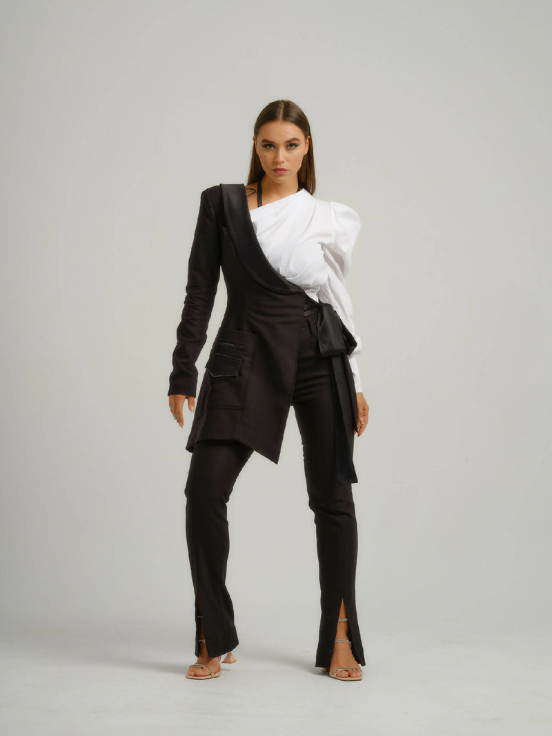 Double Identity Slim Trousers With Slits