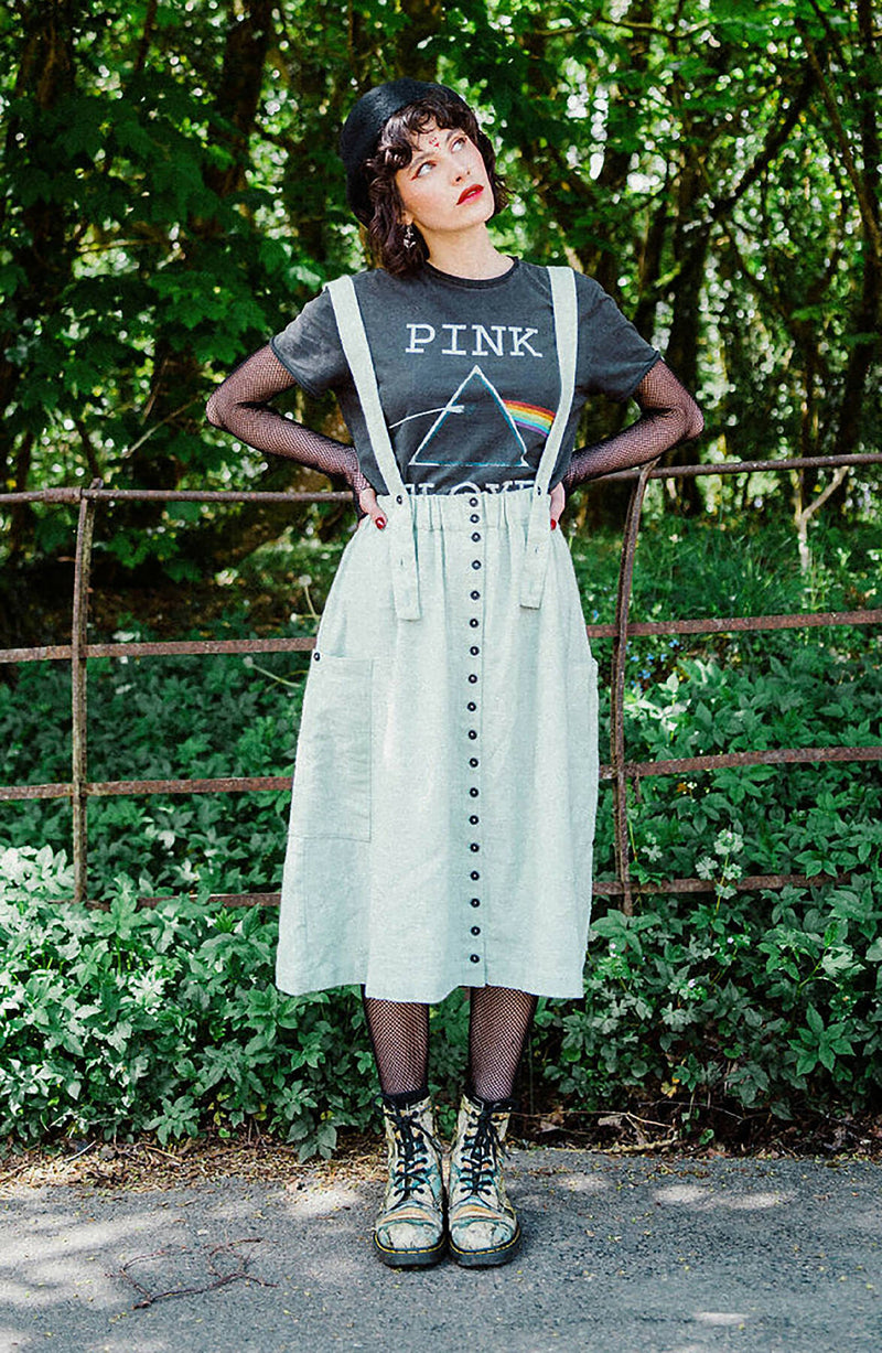 Mint Garden Dungaree Skirt