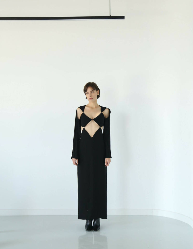 Demetra Black Long Dress