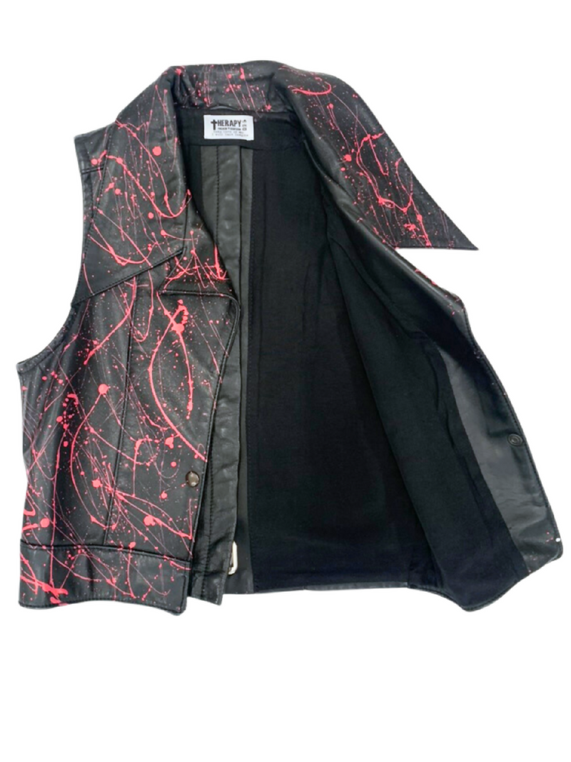 Pink Splatter Leather Vest