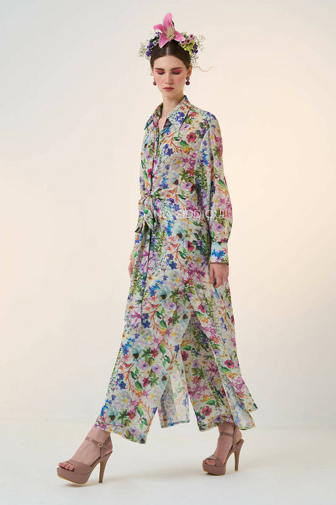 FLORAL KNOT LONG SHIRT & STRAIGHT PANTS