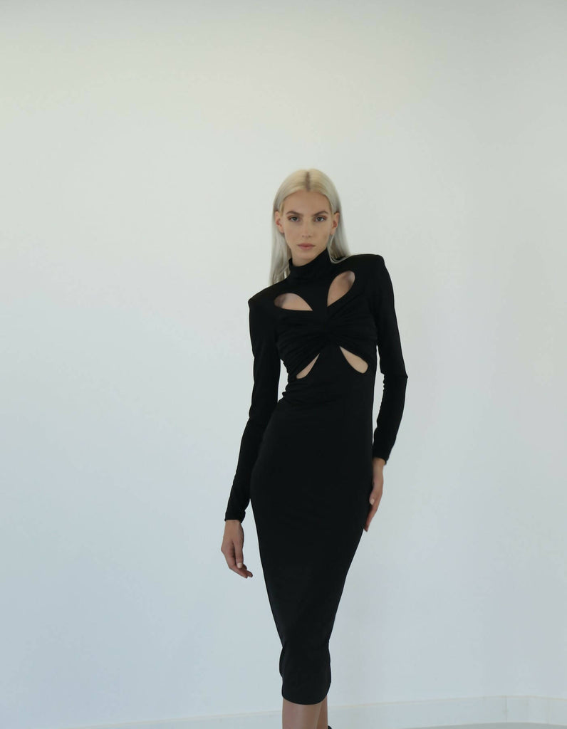 Terfil Black Midi Dress