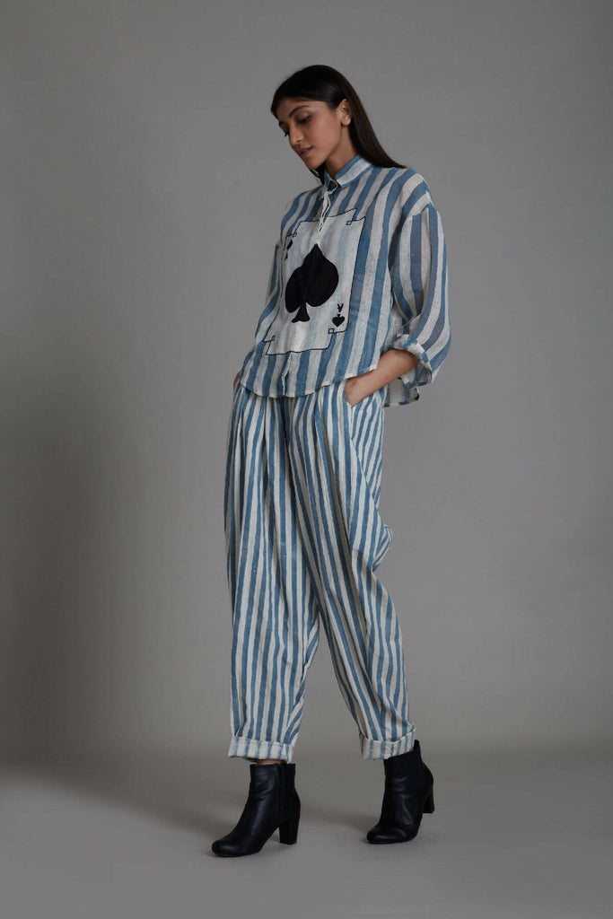 Mati Ikka Co-Ord Set-Blue stripe (2 PCS)