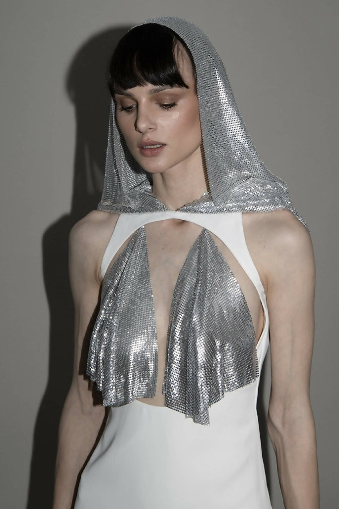 METALLIC HOODED GOWN