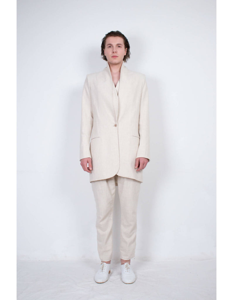 Beige Flax Tailored Jacket