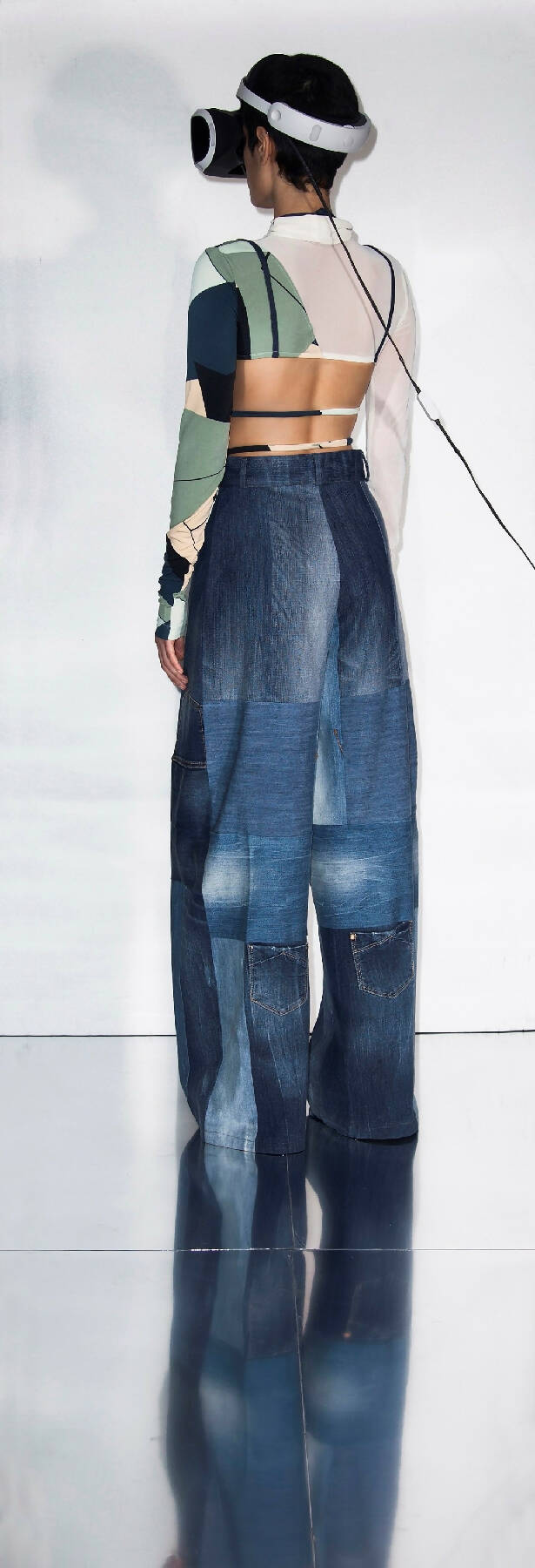 Crystal Patchwork Denim Pants