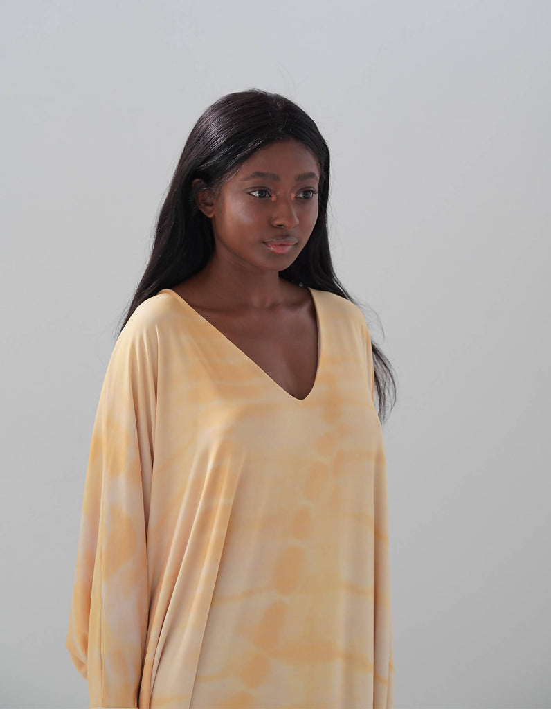 Yellow Shibori Stingray Kaftan Dress