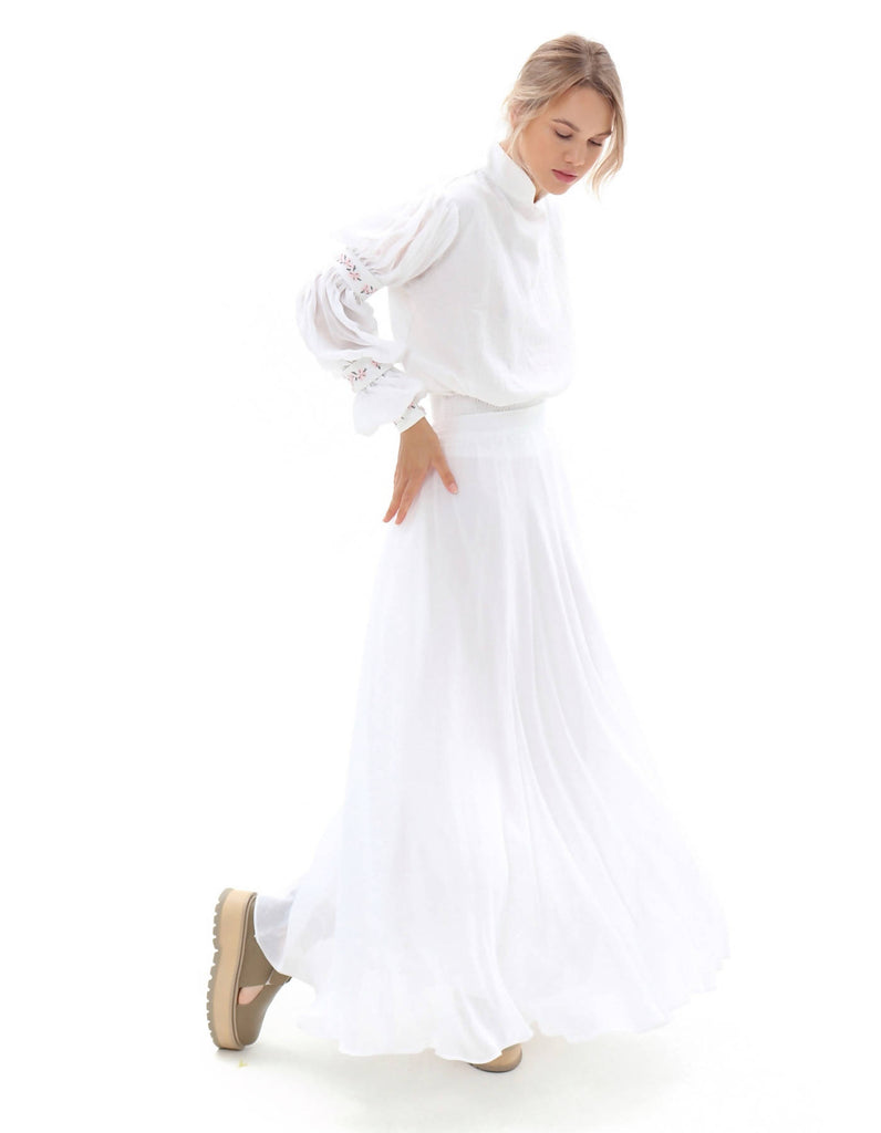 Women’s Batiste “Etno” Skirt In Pure White