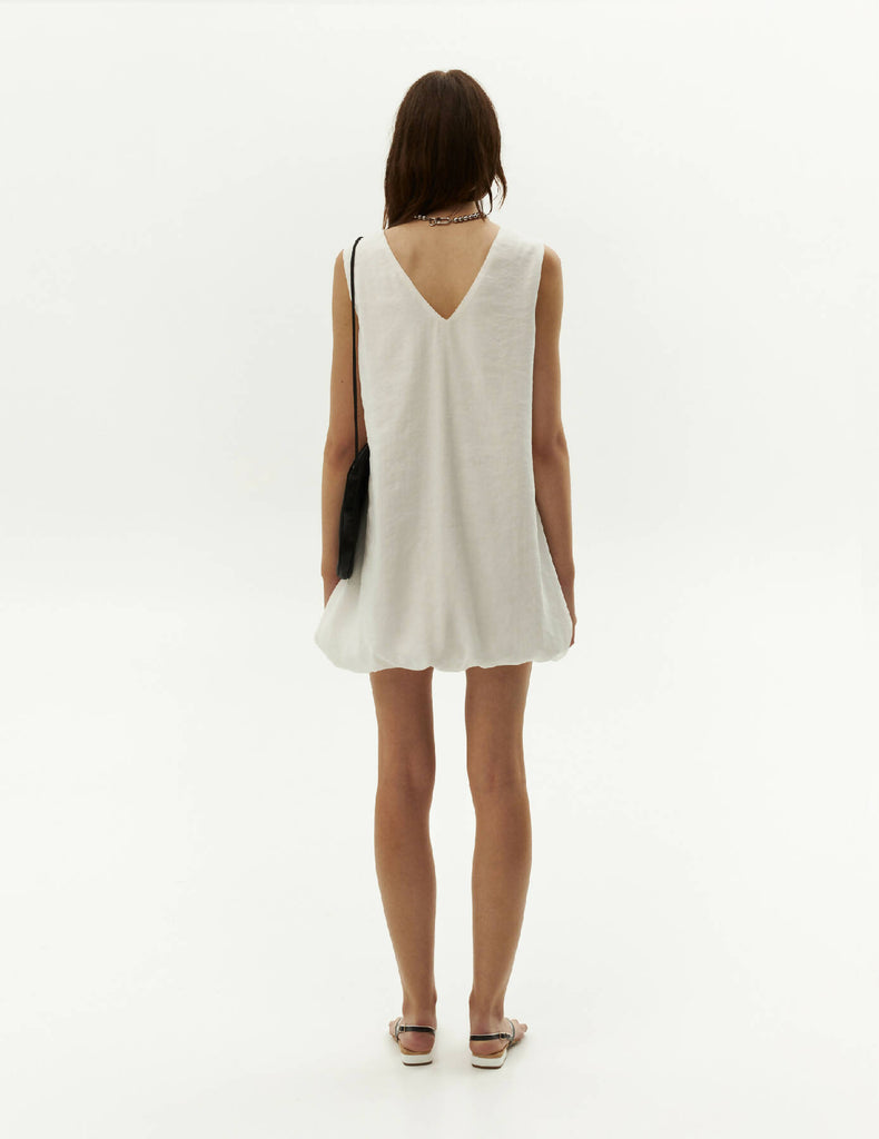 Ballon Short Day Dress — White Color