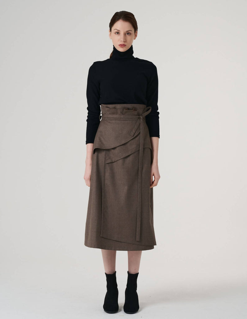 Wool 100% High Waist Cutting Edge Skirt