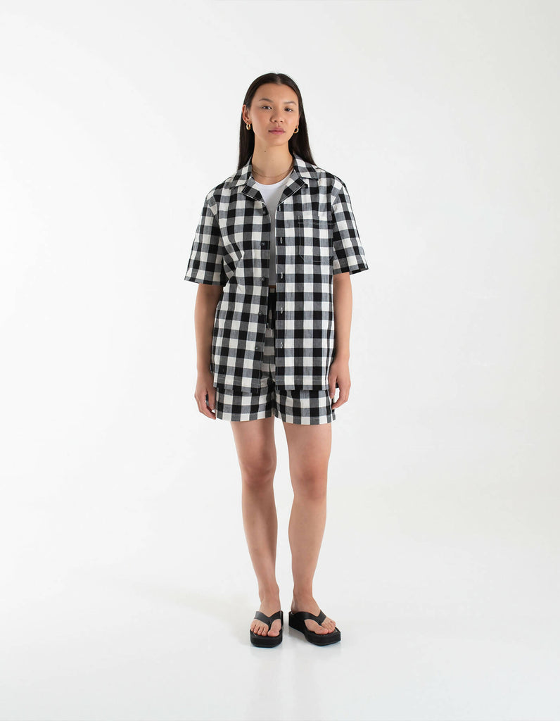 Billie Black & White Short-Sleeved Checked Shirt