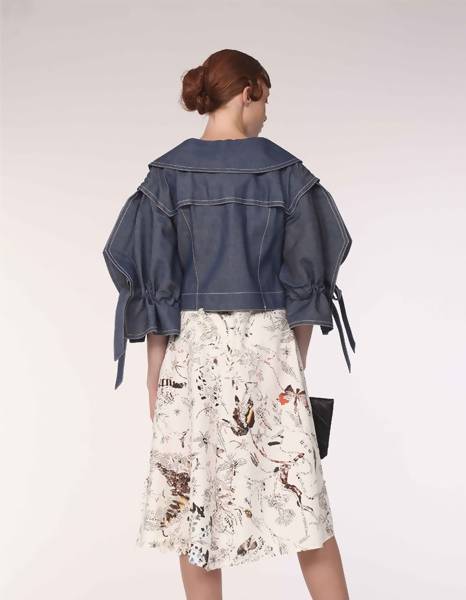 Origami Squarish Sleeves Cotton Linen Denim Jacket