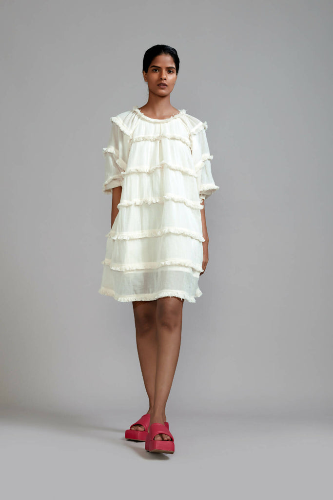 Off-White Fringed Short Dress