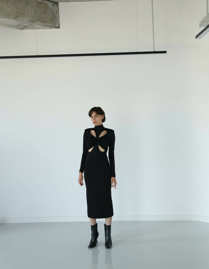 Terfil Black Midi Dress