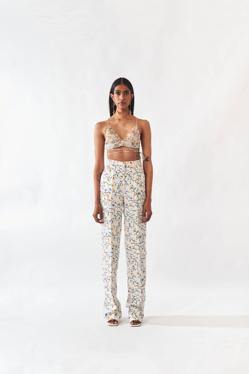 Printed Silk-Organza Bralette